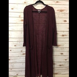 Red and black Grandpa sweater duster